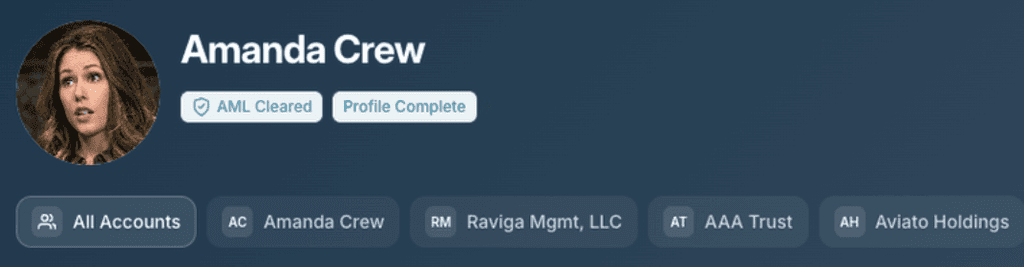 Investor profile with linked accounts