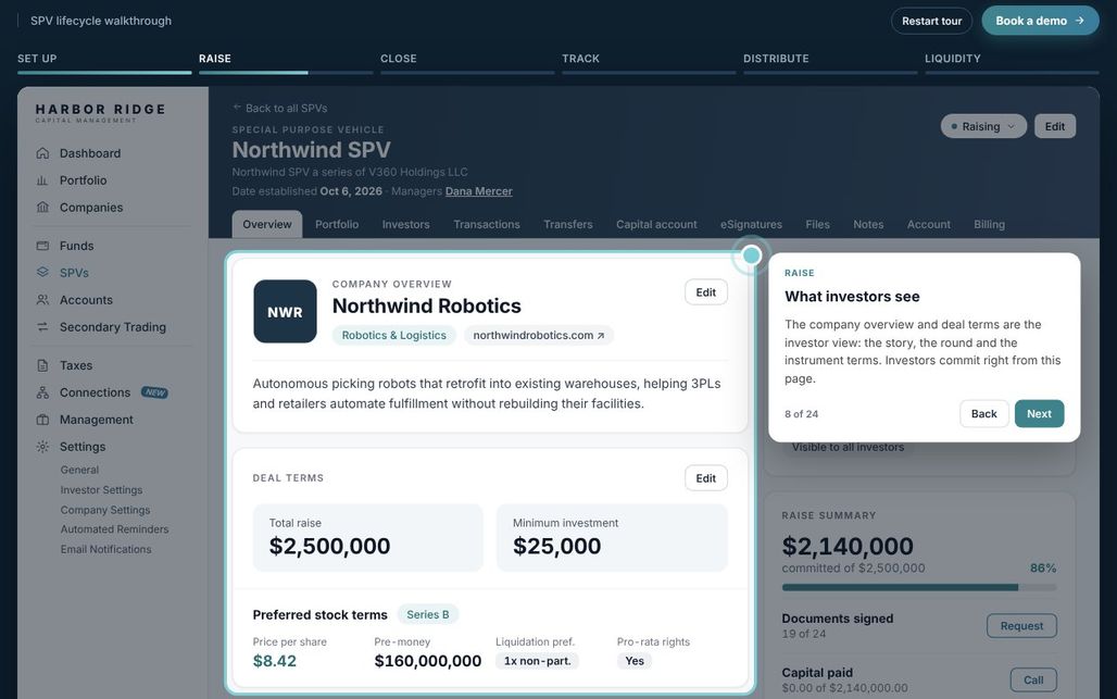 Venture360 platform walkthrough preview